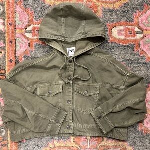 Zara Olive Green POCKET DENIM JACKET NWT size Small